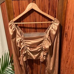 Women’s small cropped, bronze silk top
